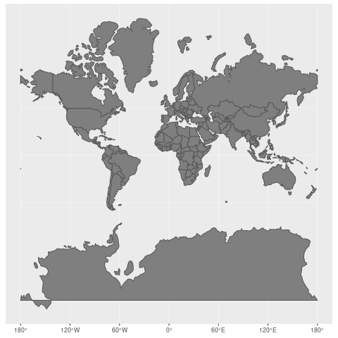 A relation between the Mercator projection and the true size of each country. - Imgur.gif
